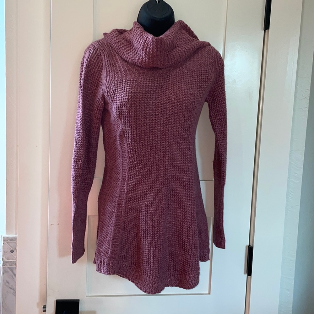 Anthropologie Mauve Knit Cowl Neck Sweater Tunic